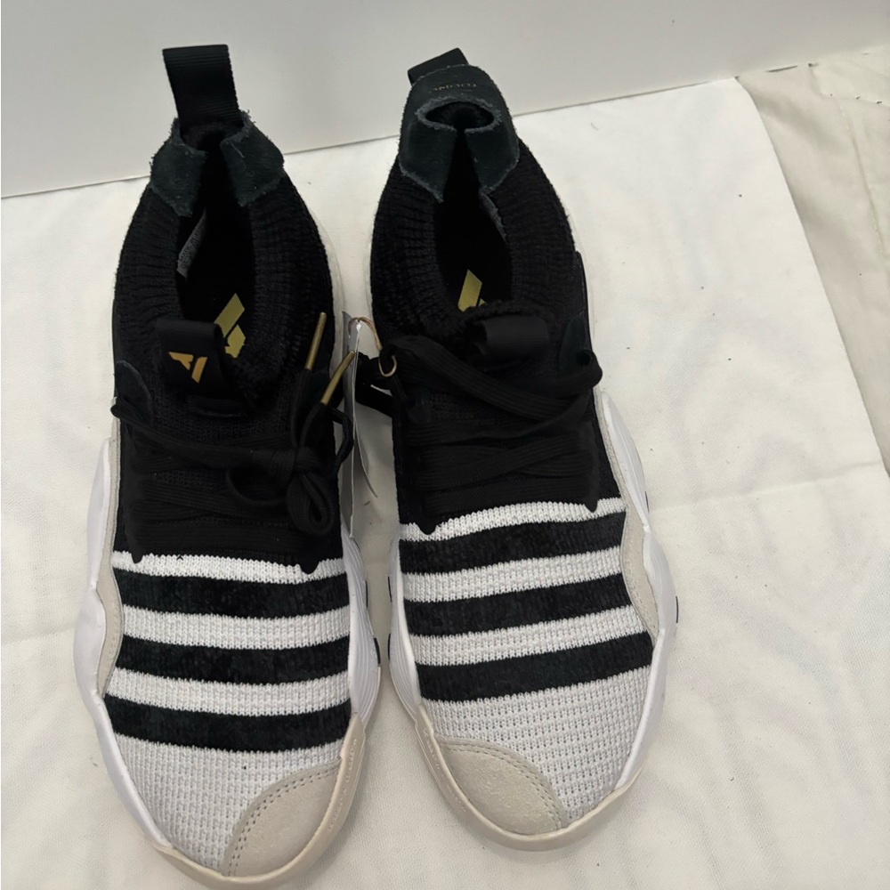 Adidas Kids Black and White Striped Shoes